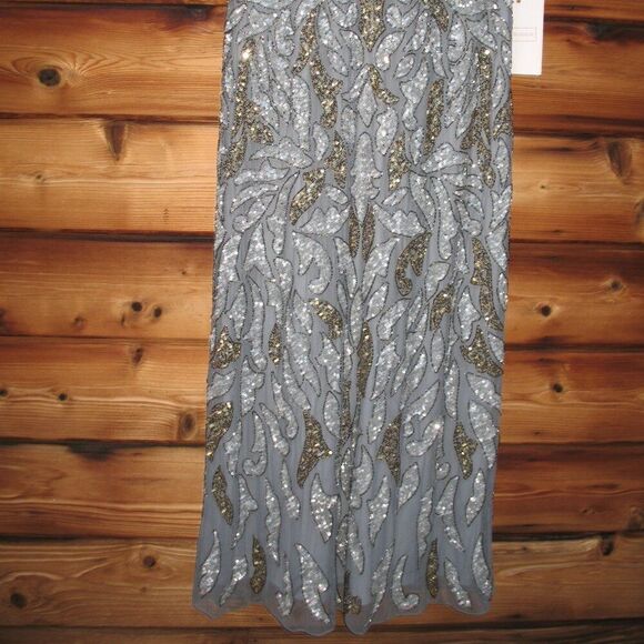 Mac Duggal 5532 Womens Platinum Embellished Illusion Cap Sleeve Column Gown - Picture 9 of 13